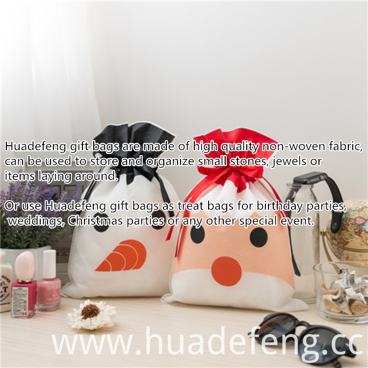 red santa christmas non-woven drawstring gift packing